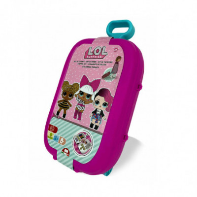 LOL SURPRISE! COLORING TROLLEY (49804B) - TROLLEY 37CM CON TIMBRI PENNARELLI E MATITE COLORATE