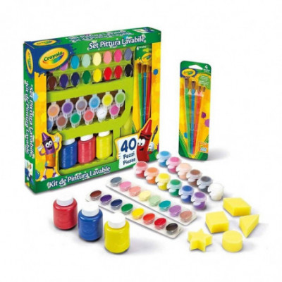 CRAYOLA WASHABLE PAINT KIT (54-0155) - SET PITTURA ATOSSICA E LAVABILE 40 PZ