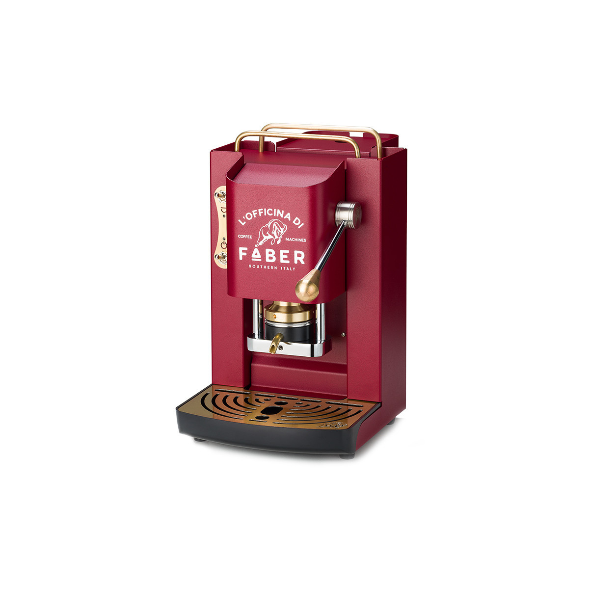 FABER PRO DELUXE ROSSO CILIEGIA - MACCHINA PER CAFFE'' - PRESSACIALDA IN OTTONE - ELETTROVALVOLA E TERMOSTATO 95 - TELAIO IN ACC