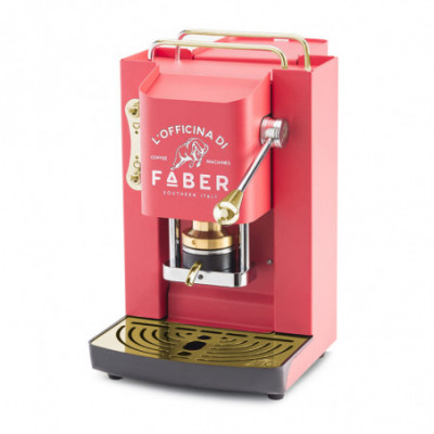 FABER PRO DELUXE ROSSO CORALLO - MACCHINA PER CAFFE'' - PRESSACIALDA IN OTTONE - ELETTROVALVOLA E TERMOSTATO 95 - TELAIO IN ACCI