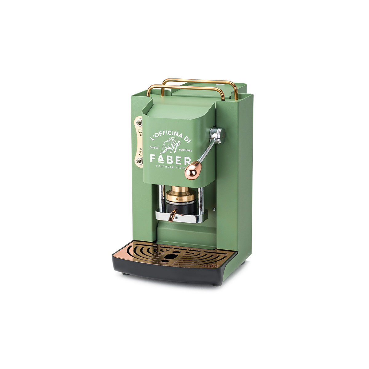 FABER PRO DELUXE VERDE ACIDO - MACCHINA PER CAFFE'' - PRESSACIALDA IN OTTONE - ELETTROVALVOLA E TERMOSTATO 95 - TELAIO IN ACCIAI