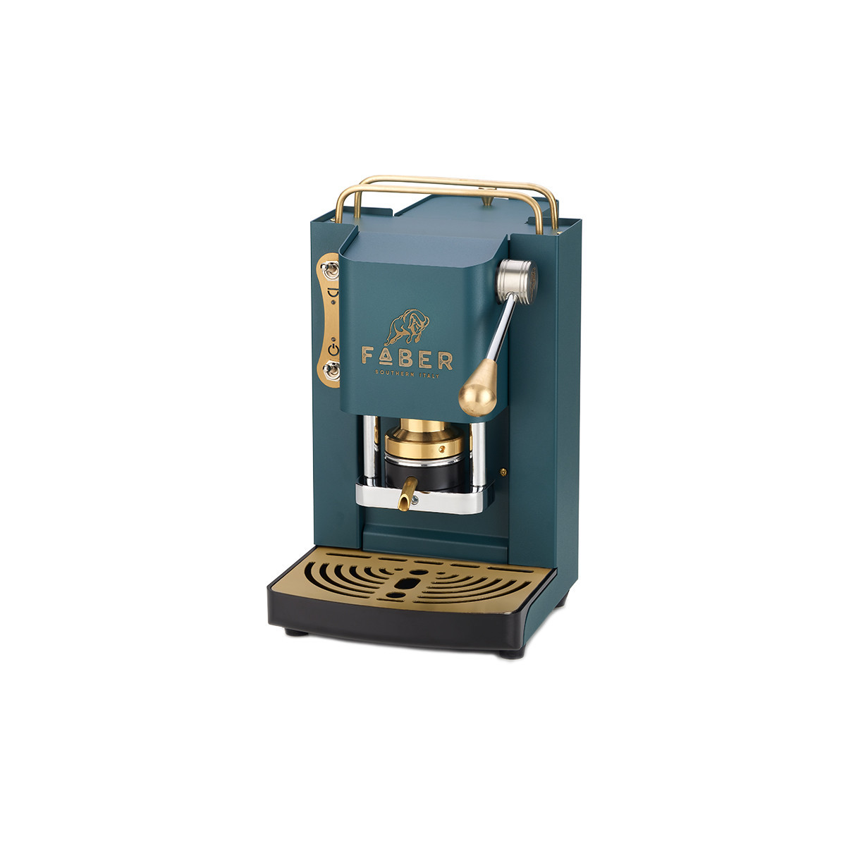 FABER MINI PRO DELUXE VERDE INGLESE - MACCHINA PER CAFFE'' - PRESSACIALDA IN OTTONE - ELETTROVALVOLA E TERMOSTATO 95 - TELAIO IN