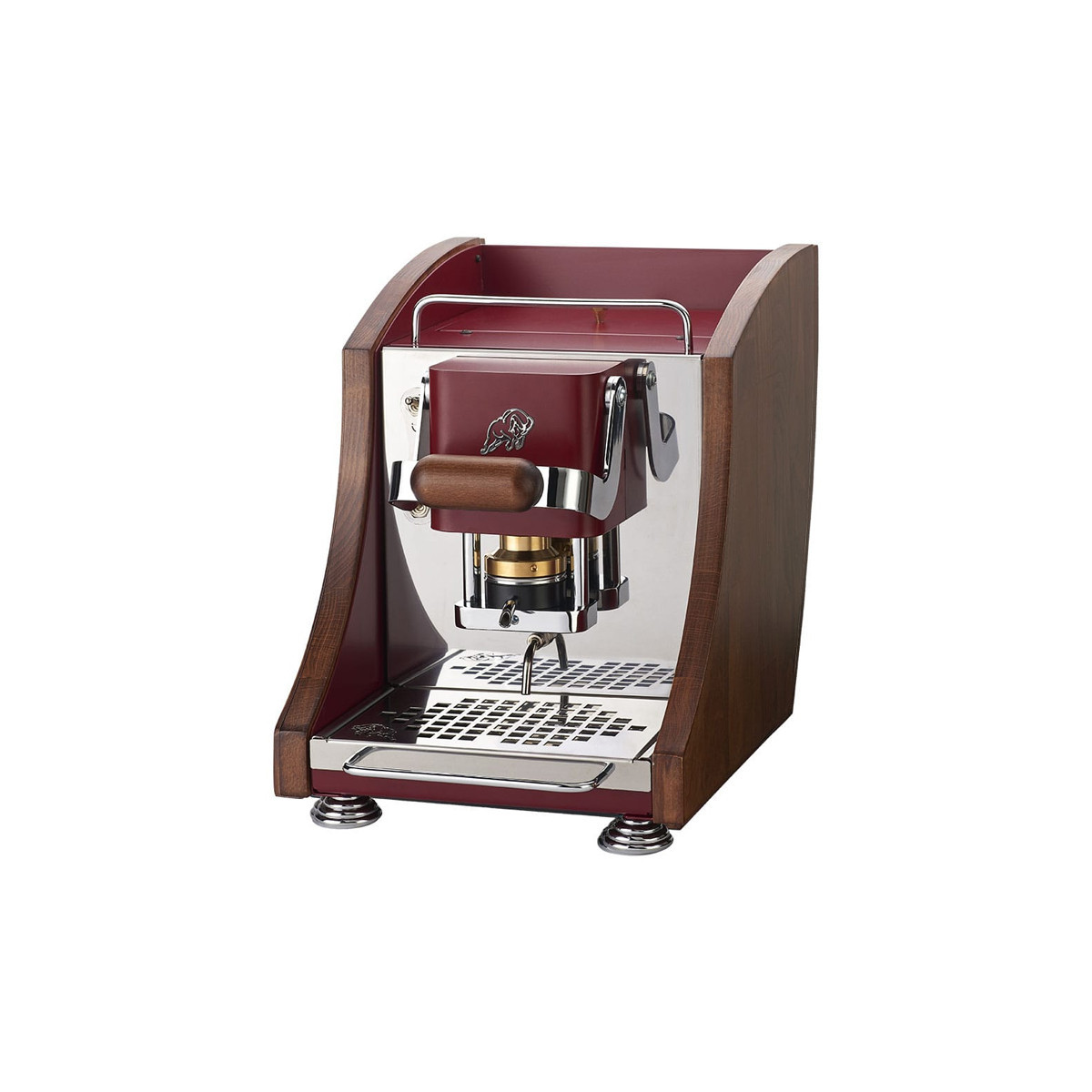 FABER AGENTA MINI - MACCHINA PER CAFFE''  - PRESSACIALDA IN OTTONE - TELAIO IN METALLO CHERRY RED E LATERALI IN LEGNO