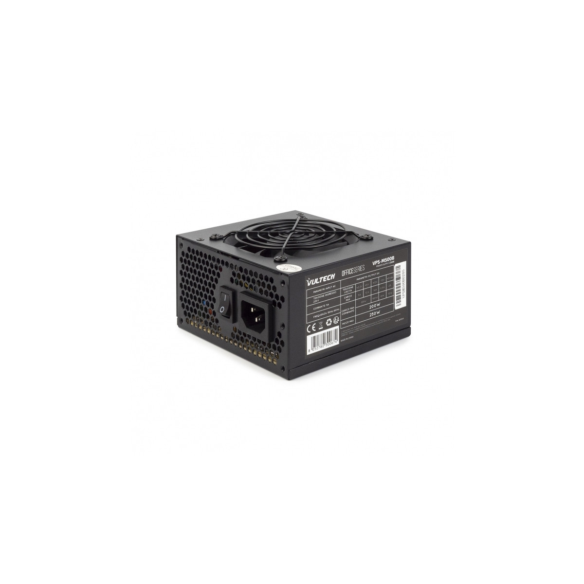 VULTECH VPS-M500B - ALIMENTATORE MICRO ATX 250W CON VENTOLA TERMOREGOLATA - BULK