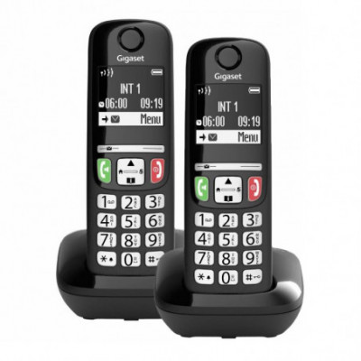 GIGASET E270 DUO (NERO) - TELEFONO CORDLESS SENIOR DOPPIO - VIVAVOCE - TASTI GRANDI