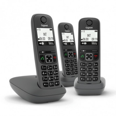 GIGASET AS490 TRIO (NERO) - TELEFONO CORDLESS TRIPLO - VIVAVOCE