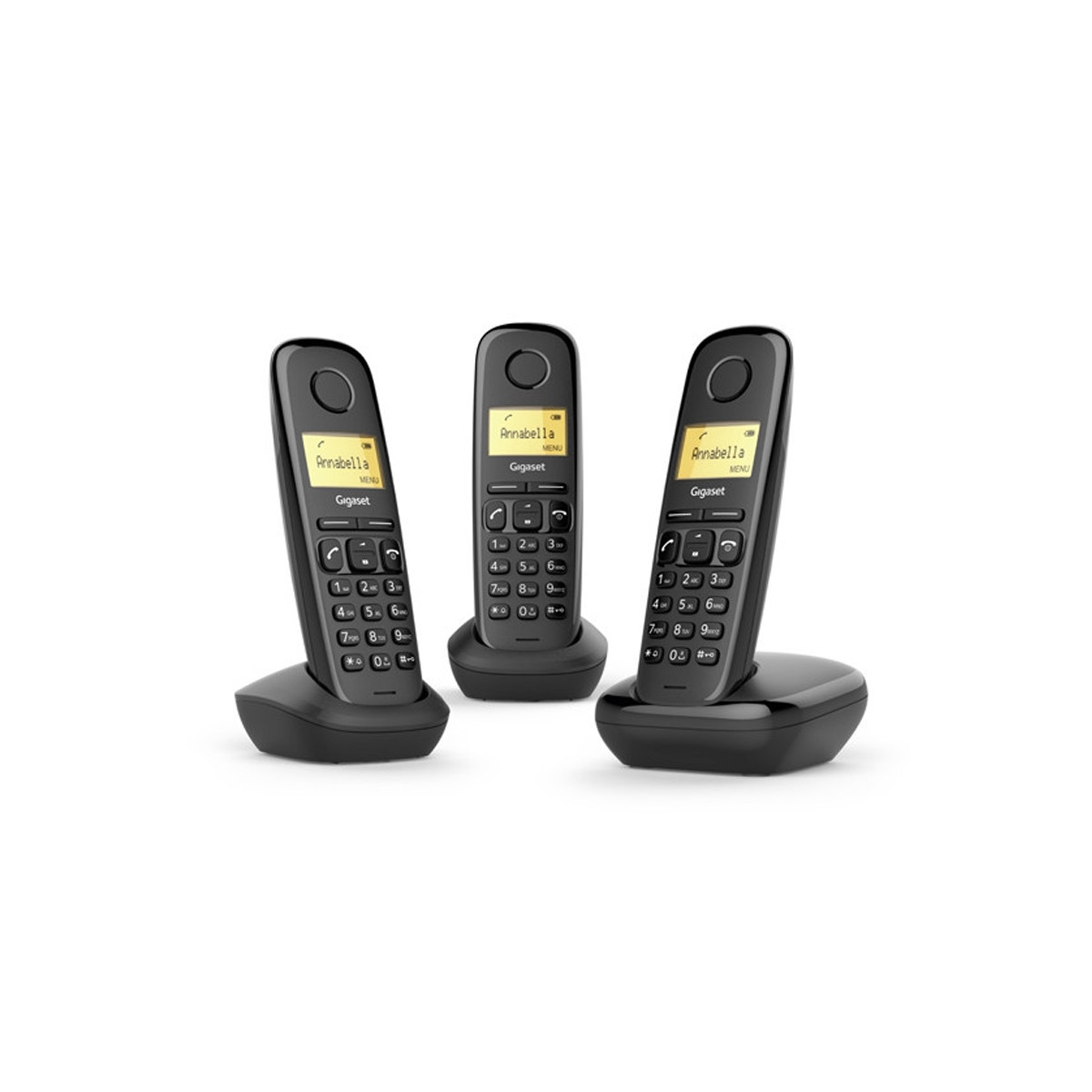 GIGASET A170 TRIO (NERO) - TELEFONO CORDLESS TRIPLO - FUNZIONE SVEGLIA