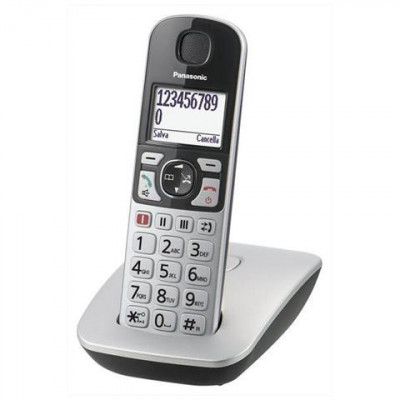 PANASONIC KX-TGE510 (ARGENTO) - TELEFONO CORDLESS - VOLUME AMPLIFICATO - VIVAVOCE - TASTI GRANDI