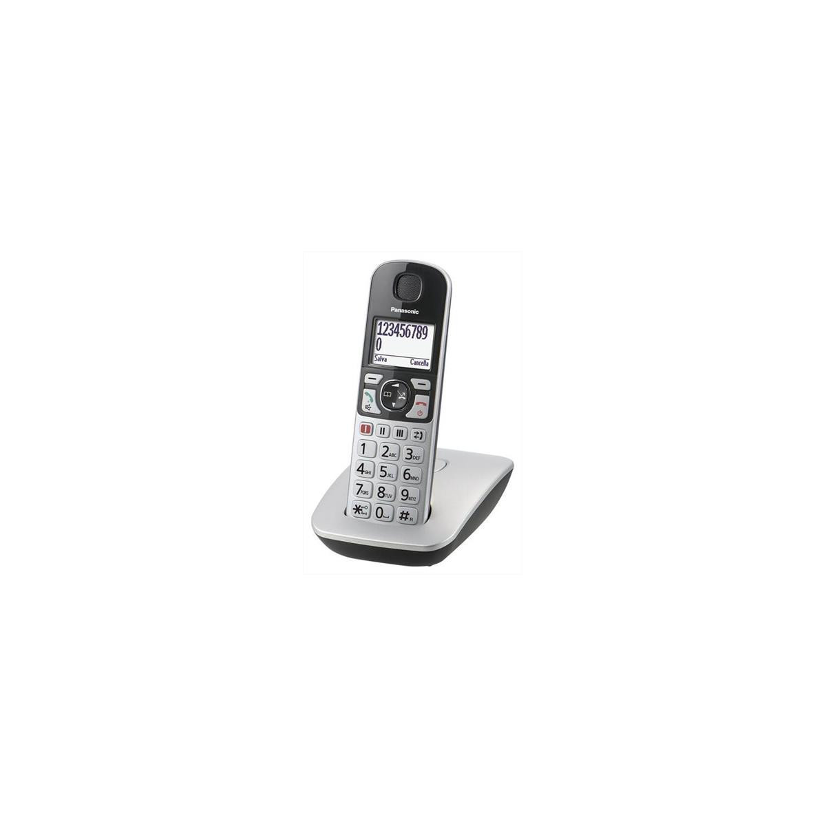 PANASONIC KX-TGE510 (ARGENTO) - TELEFONO CORDLESS - VOLUME AMPLIFICATO - VIVAVOCE - TASTI GRANDI