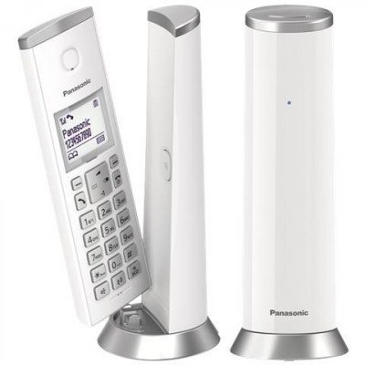 PANASONIC KX-TGK212 (BIANCO) - TELEFONO CORDLESS DOPPIO - VIVAVOCE - LCD MONOCROMATICO - SLIM DESIGN