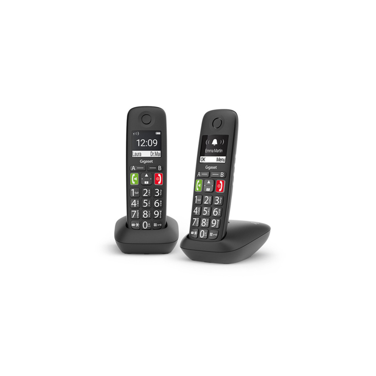 GIGASET E290 (NERO) - TELEFONO CORDLESS SENIOR DOPPIO - VIVAVOCE - TASTI GRANDI