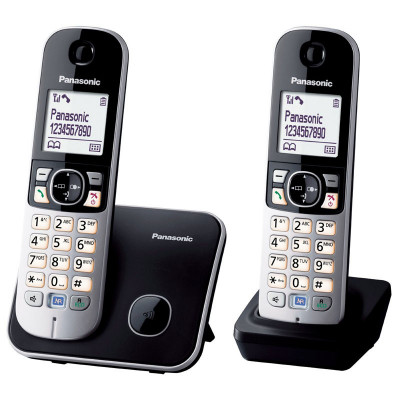 PANASONIC KX-TG6852 (NERO) - TELEFONO CORDLESS DOPPIO - VIVAVOCE - BLOCCO CHIAMATE INDESIDERATE