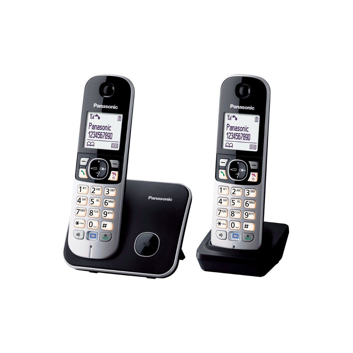 PANASONIC KX-TG6852 (NERO) - TELEFONO CORDLESS DOPPIO - VIVAVOCE - BLOCCO CHIAMATE INDESIDERATE