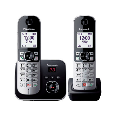 PANASONIC KX-TG6862 (NERO) - TELEFONO CORDLESS DOPPIO - SEGRETERIA - VIVAVOCE - BLOCCO NUMERI INDESIDERATI