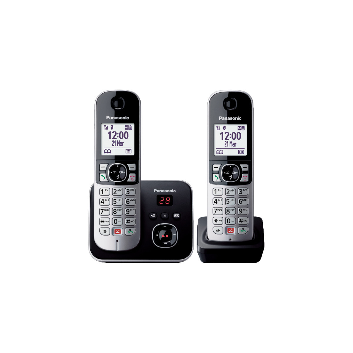 PANASONIC KX-TG6862 (NERO) - TELEFONO CORDLESS DOPPIO - SEGRETERIA - VIVAVOCE - BLOCCO NUMERI INDESIDERATI