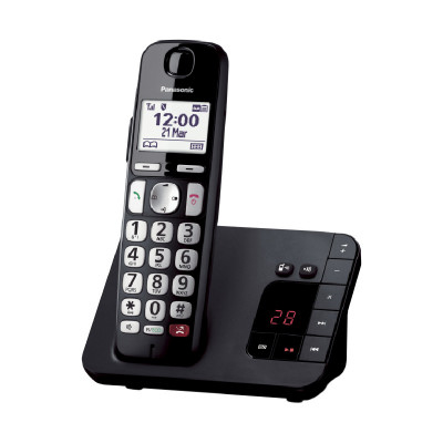 PANASONIC KX-TGE260JTB - TELEFONO CORDLESS - SEGRETERIA - VIVAVOCE - BLOCCO CHIAMATE - TASTI GRANDI - BLACK