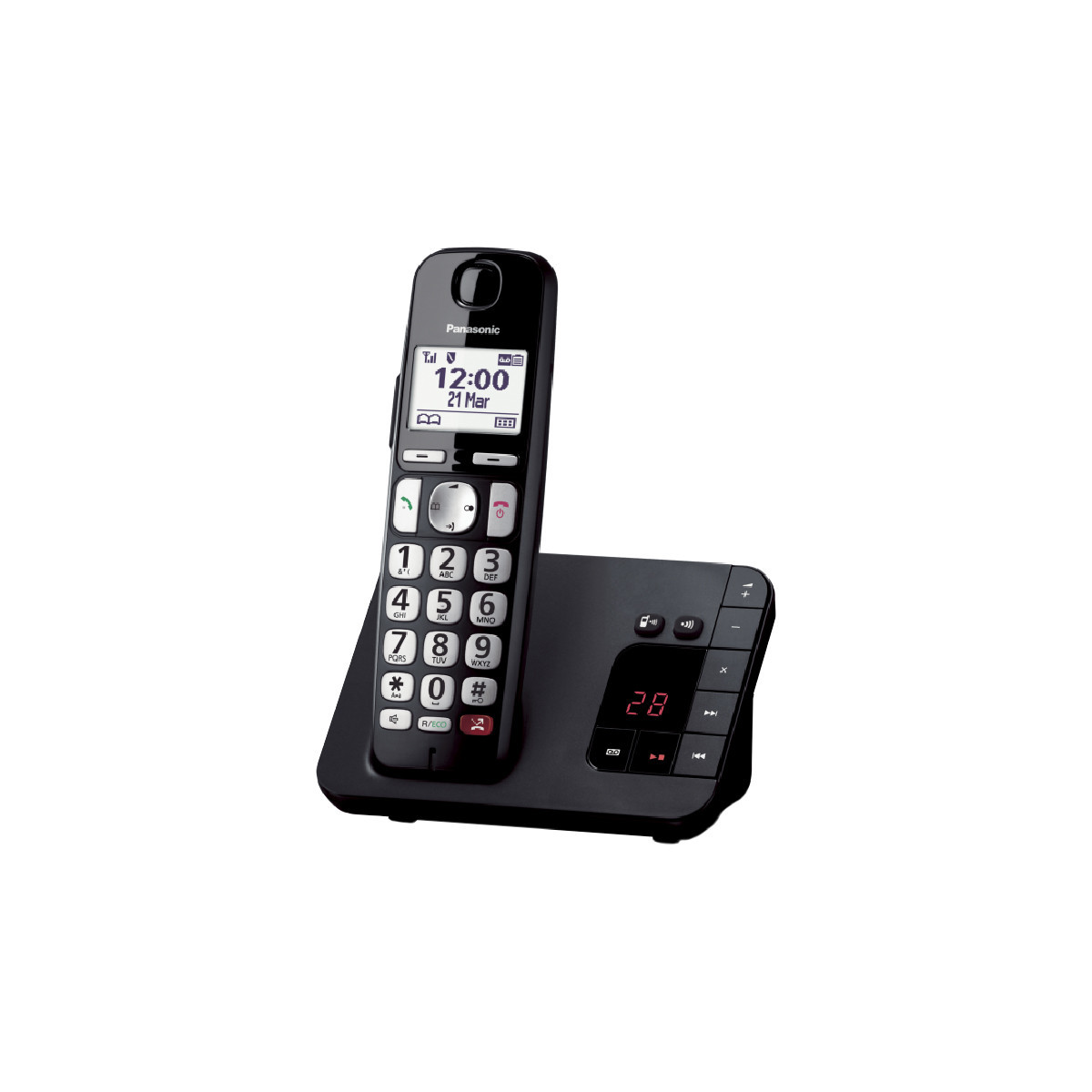 PANASONIC KX-TGE260JTB - TELEFONO CORDLESS - SEGRETERIA - VIVAVOCE - BLOCCO CHIAMATE - TASTI GRANDI - BLACK