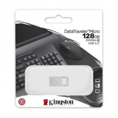 KINGSTON DATATRAVELER MICRO (DTMC3G2/128GB) - PEN DRIVE 128GB USB 3.2 - METAL CHASSIS