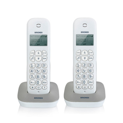 BRONDI GALA TWIN (BIANCO/GRIGIO) - TELEFONO CORDLESS DOPPIO - ECO DECT - SVEGLIA