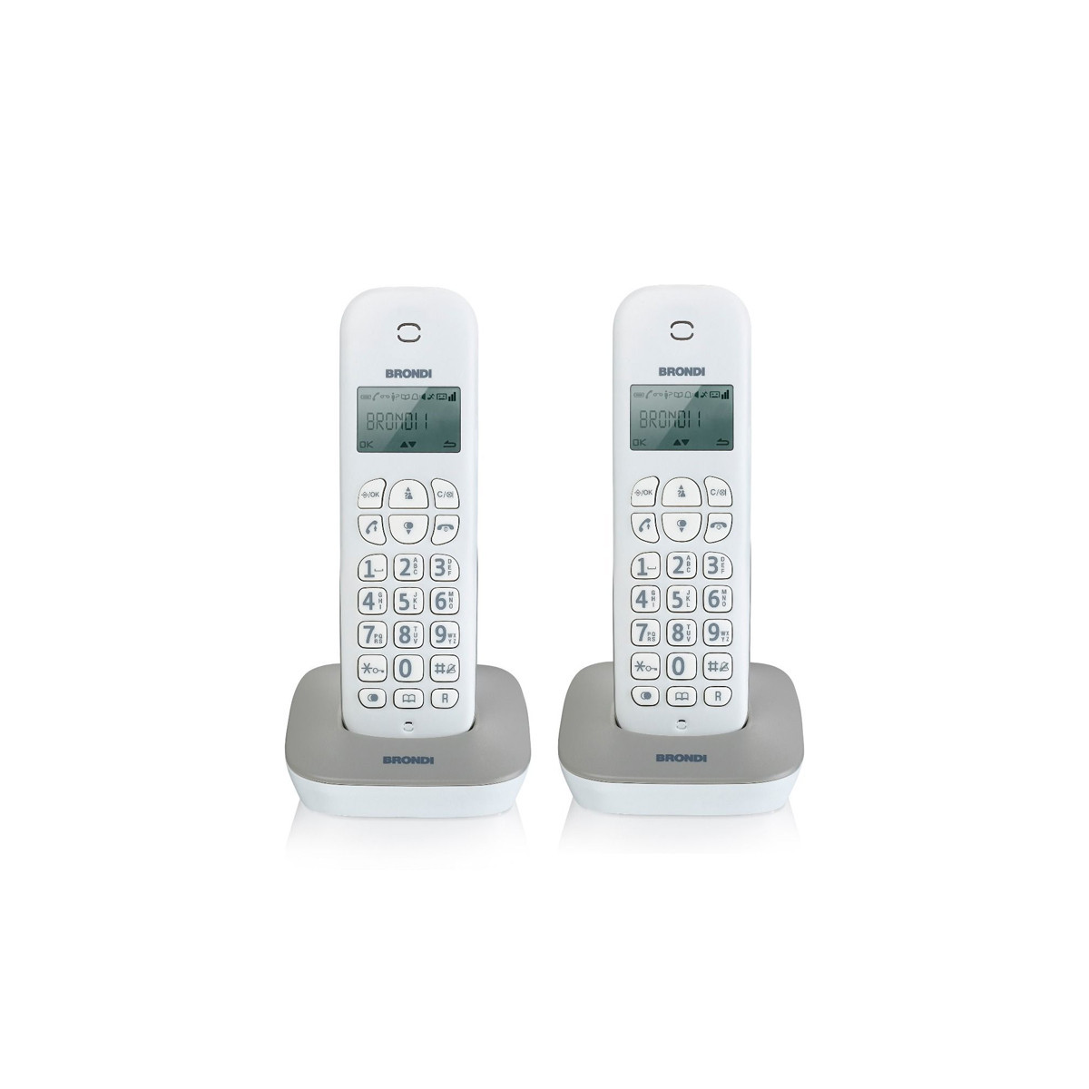 BRONDI GALA TWIN (BIANCO/GRIGIO) - TELEFONO CORDLESS DOPPIO - ECO DECT - SVEGLIA