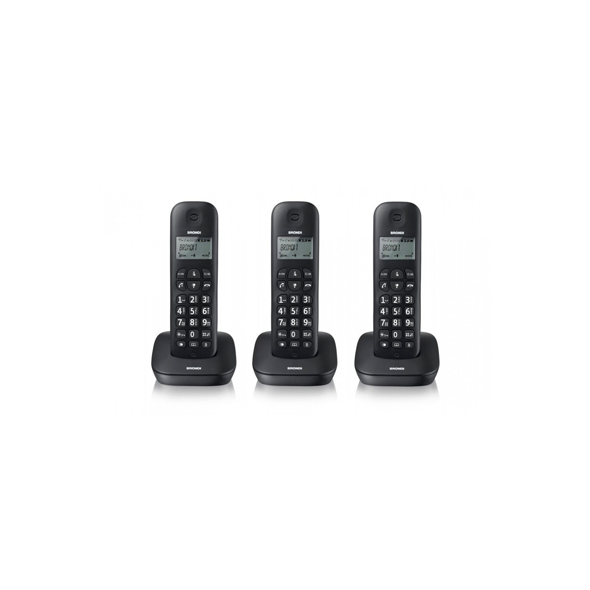 BRONDI GALA TRIO (NERO) - TELEFONO CORDLESS TRIPLO - ECO DECT - SVEGLIA