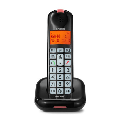 BRONDI BRAVO MOON (NERO) - TELEFONO CORDLESS - TASTI GRANDI - DECT - SUONERIE POLIFONICHE - VIVA VOCE