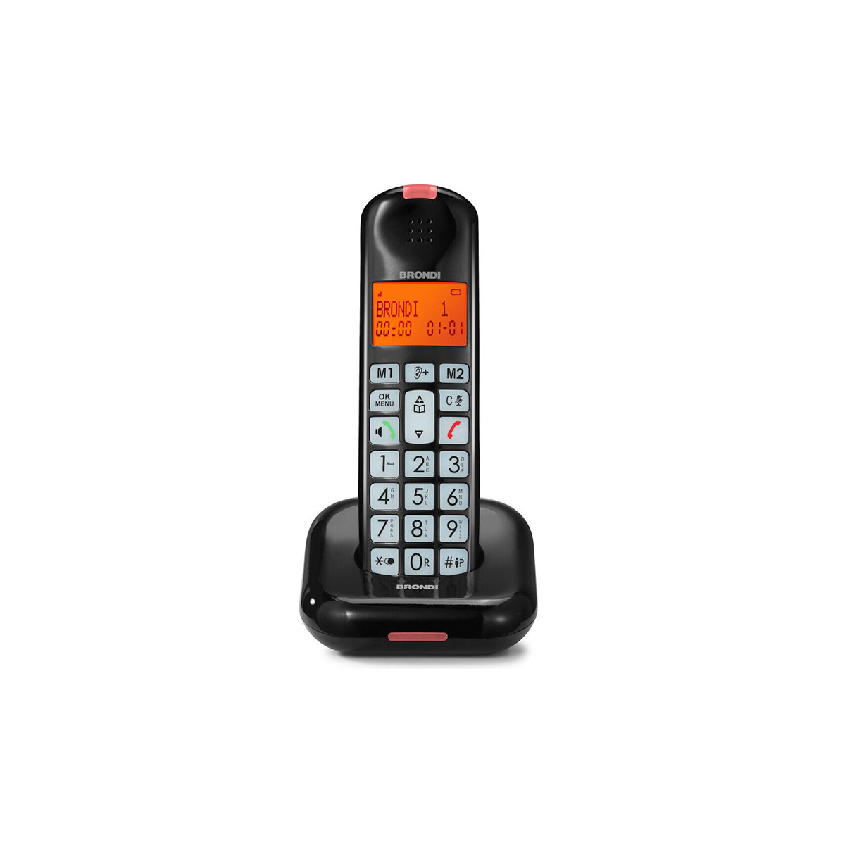 BRONDI BRAVO MOON (NERO) - TELEFONO CORDLESS - TASTI GRANDI - DECT - SUONERIE POLIFONICHE - VIVA VOCE