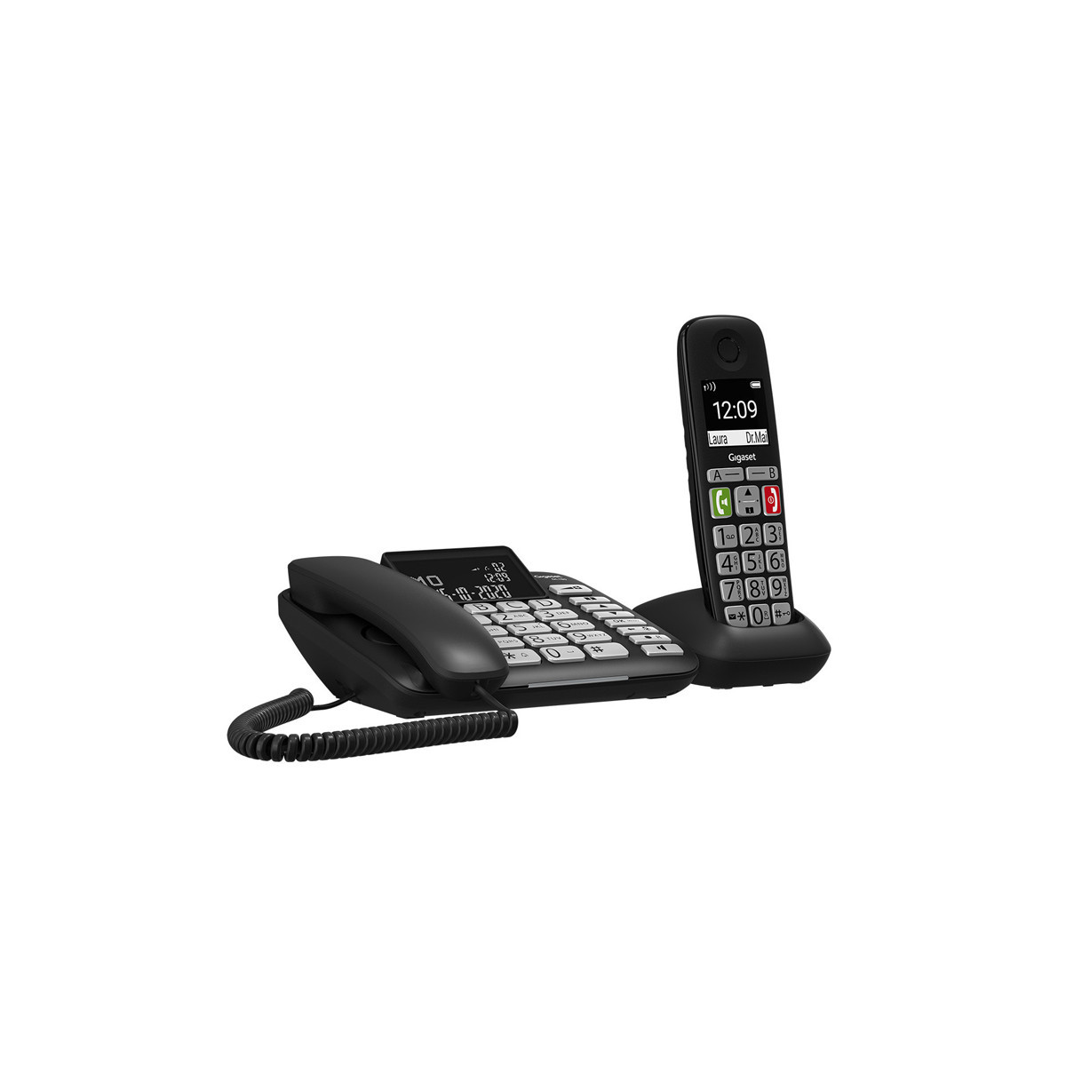 GIGASET DL780 PLUS (NERO) - TELEFONO CORDLESS + CORDED - MAXI DISPLAY - VIVAVOCE - TASTI GRANDI