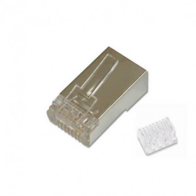 CONNETTORE PLUG 8 POLI SCHERMATO CAT.6 RJ45 CON INSERITORE PER CAVO RETE FLESSIBILE