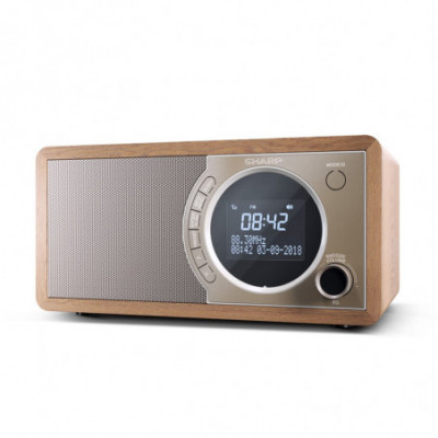 SHARP DR-450(BR) - RADIO DIGITALE - DAB/DAB+ - LCD MONOCROMATICO - 6W - BLUETOOTH - CHASSIS IN LEGNO - MARRONE