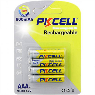 BLISTER 4 MINISTILO RICARICABILI PKCELL AAA NI-MH 600 MAH 1.2V