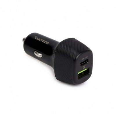 VULTECH CA-3QP - CARICATORE DA AUTO CON USB (18W) E TYPE C (27W) QUICKCHARGE 3.0 PD (MAX 45W)