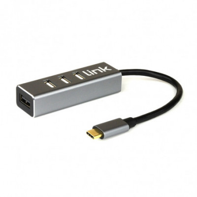 LINK LKHUB306 - HUB 4 PORTE USB TYPE C CON CAVO DA 15CM