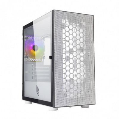 NOUA FOBIA L8 - CASE MINI TOWER WHITE - PANNELLO VETRO CON CHIUSURA MAGNETICA - FRONTALE MESHATO - VENTOLA RGB - DISSIPAZIONE LI