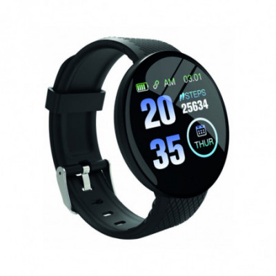 SMART FITNESS WATCH AKAI KFIT120 BLACK - LCD 13 ROUND PEDOMETRO CARDIO MON. SO