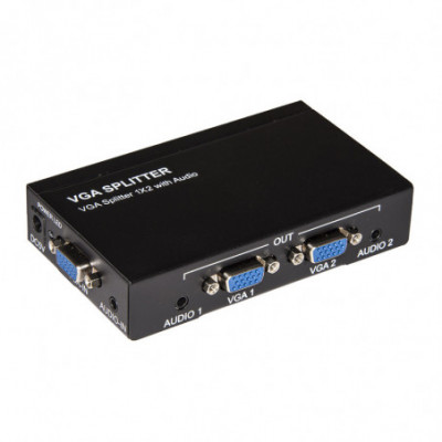 SPLITTER LINK 2 PT VGA - AMPLIFICATO 500 MHz CON AUDIO