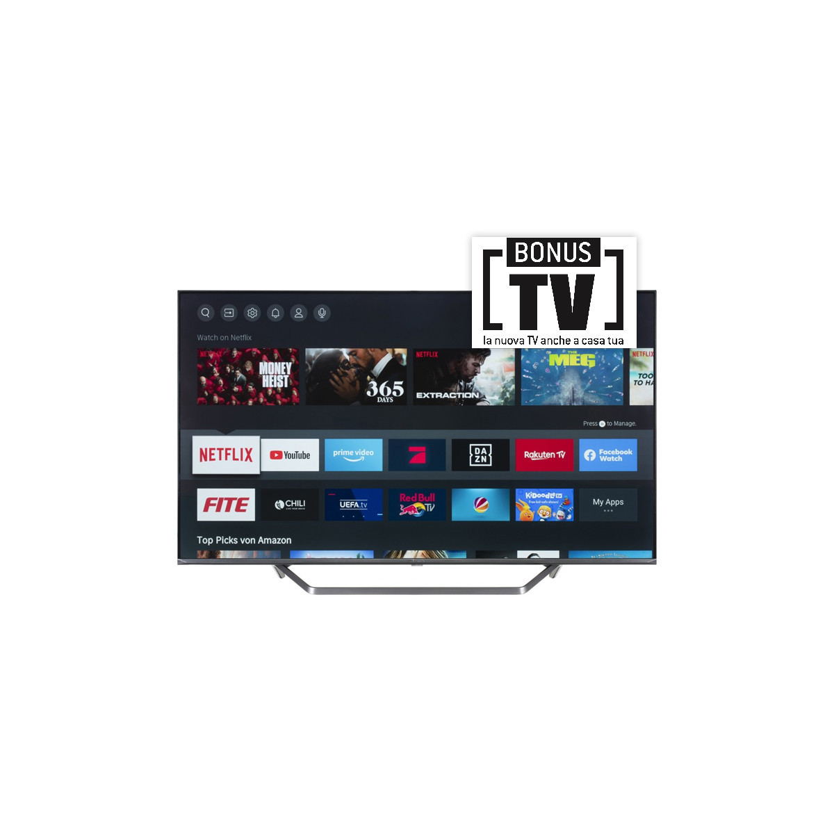 HISENSE 65U7QF - 65 SMART TV ULED 4K - DOLBY ATMOS - HDR10+ - LOCAL DIMMING - CONTROLLO VOCALE - TIVUSAT - BLACK - IT