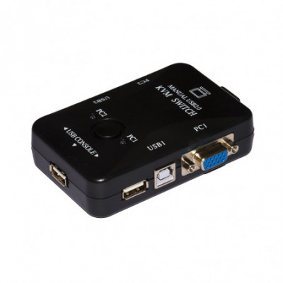 SWITCH KVM MANUALE PER 2 PC USB/VGA CON 1 MOUSE 1 TASTIERA USB E 1 MONITOR VGA CON CAVI INCLUSI