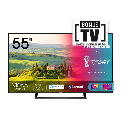 HISENSE 55A7340F - 55 SMART TV LED 4K - CONTROLLO VOCALE - TIVUSAT - BLACK - IT