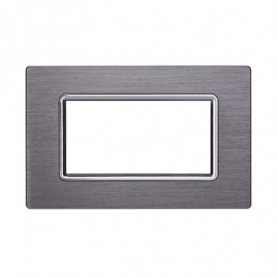 ETTROIT PLACCA IN ALLUMINIO 4 MODULI - SERIE SPACE - TITANIUM (LN86406) Compatibile BTicino Living