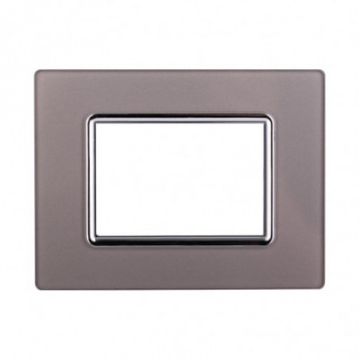 ETTROIT PLACCA IN VETRO 3 MODULI - SERIE SPACE - SILVER (LN84306) Compatibile BTicino Living