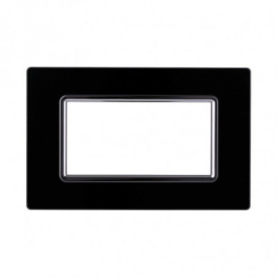 ETTROIT PLACCA IN VETRO 4 MODULI - SERIE SPACE - NERO (LN84402) Compatibile BTicino Living