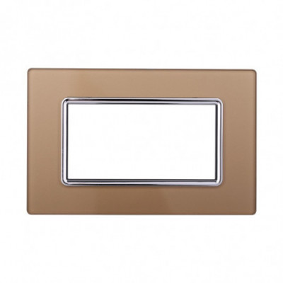 ETTROIT PLACCA IN VETRO 4 MODULI - SERIE SPACE - ORO (LN84411) Compatibile BTicino Living