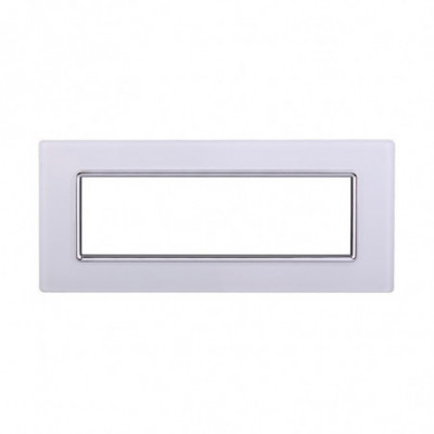 ETTROIT PLACCA IN VETRO 7 MODULI - SERIE SPACE - BIANCO (LN84701) Compatibile BTicino Living