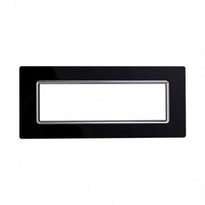 ETTROIT PLACCA IN VETRO 7 MODULI - SERIE SPACE - NERO (LN84702) Compatibile BTicino Living