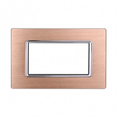 ETTROIT PLACCA IN ALLUMINIO 4 MODULI - SERIE SPACE - ORO (LN86411) Compatibile BTicino Living