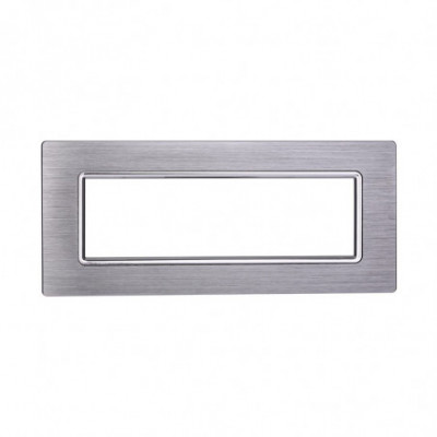 ETTROIT PLACCA IN ALLUMINIO 7 MODULI - SERIE SPACE - SILVER SPAZZOLATO (LN86717) Compatibile BTicino Living