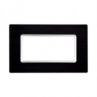 ETTROIT PLACCA IN ALLUMINIO 4 MODULI - SERIE SOLAR - NERO (MT86402) Compatibile BTicino Matix