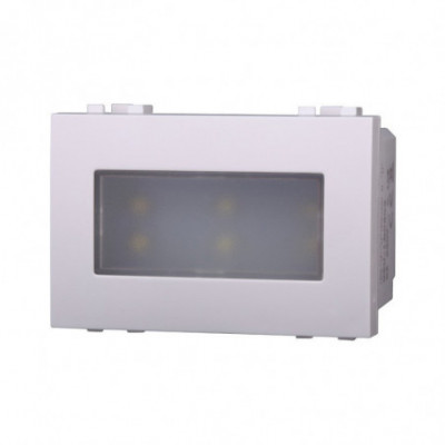 ETTROIT LAMPADA SEGNAPASSO 3 POSTI LED 220V ON/OFF 3000°K - SERIE SPACE - BIANCO (LB0323) Compatibile BTicino Living