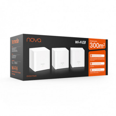 TENDA NOVA EX3 (3-PACK) - SISTEMA MESH AX1500 WI-FI 6 - COPERTURA FINO A 300MQ